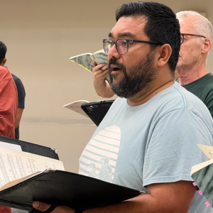 Male singer rehearsing Carmina Burana.